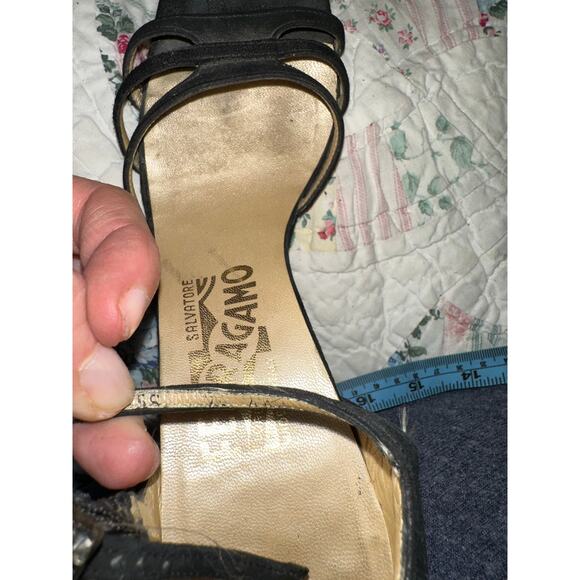 SALVATORE FERRAGAMO SUEDE WEDGE STRAPPY SANDALS W/ RHINESTONE BUCKLES 7.5N - Picture 5 of 6